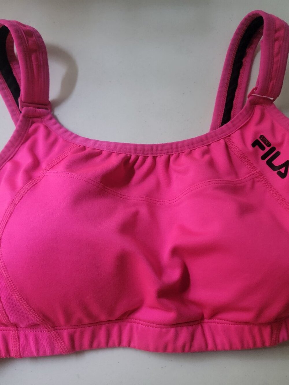 Fila Women Sport Bra 36DD Pink Hook Eye Logo High Impact Gym Training Activewear
